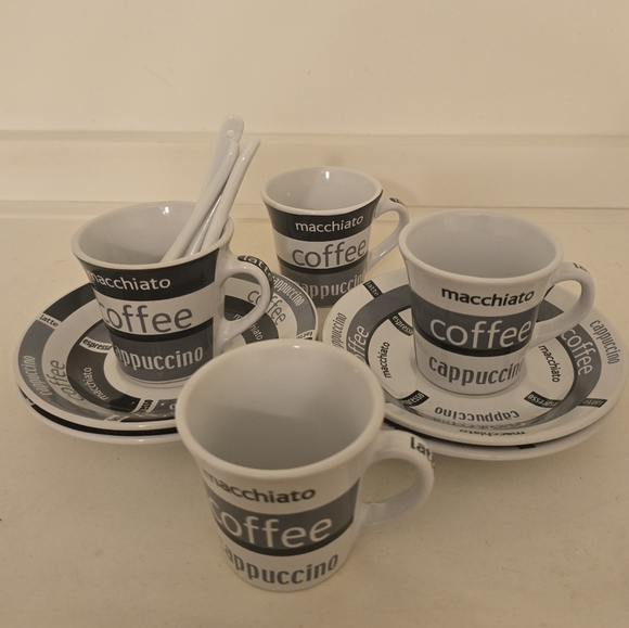 ⭐️40% Off⭐️ IMUSA Espresso Coffee Set with Saucers and Mini Spoons - Set of 4 - Picture 2 of 8